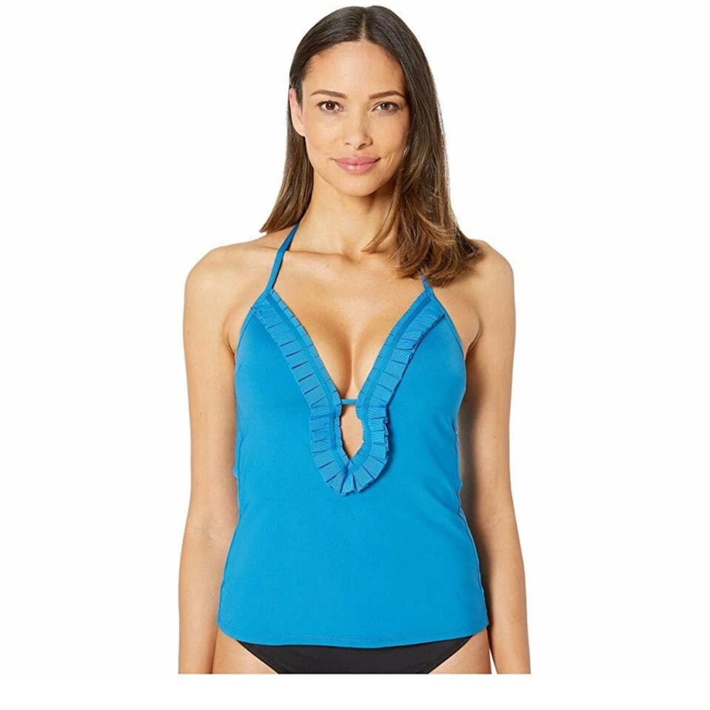NWT Kenneth Cole Vibrant Blue Push-Up Swim Top Tankini Size Medium